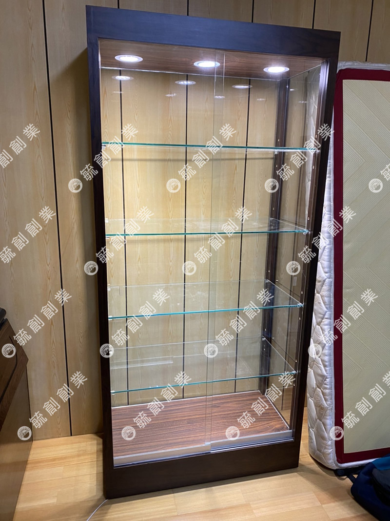 胡桃木紋玻璃櫃 直立玻璃櫃