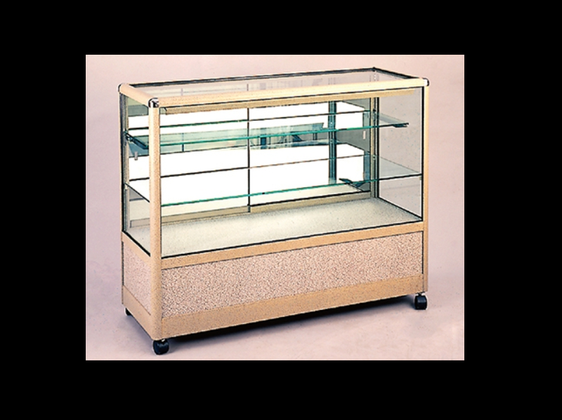 鋁合金木色框-玻璃展示櫃