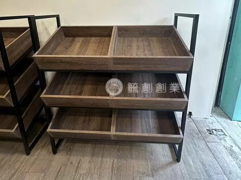 木作弧形水果架/蔬果展示架