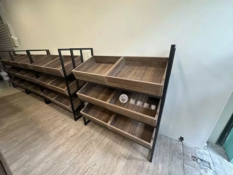木作弧形水果架/蔬果展示架