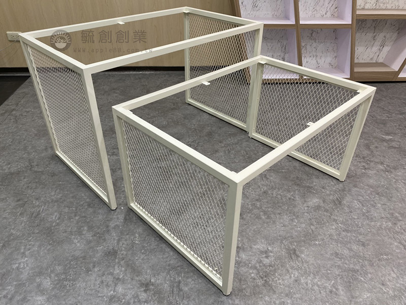 工業風鐵架,子母桌,階梯展示桌-日式白