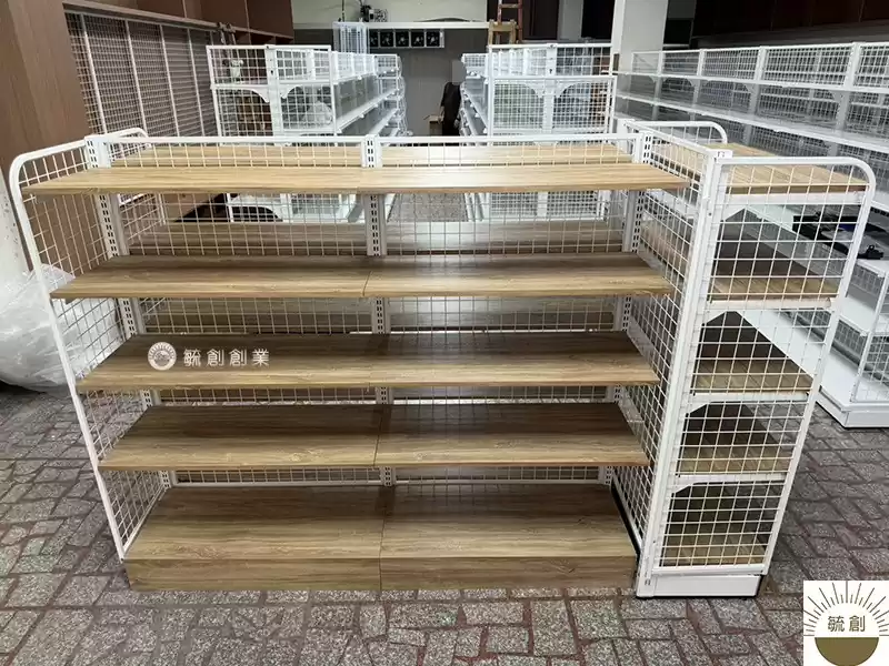 木紋雙面中島展示架