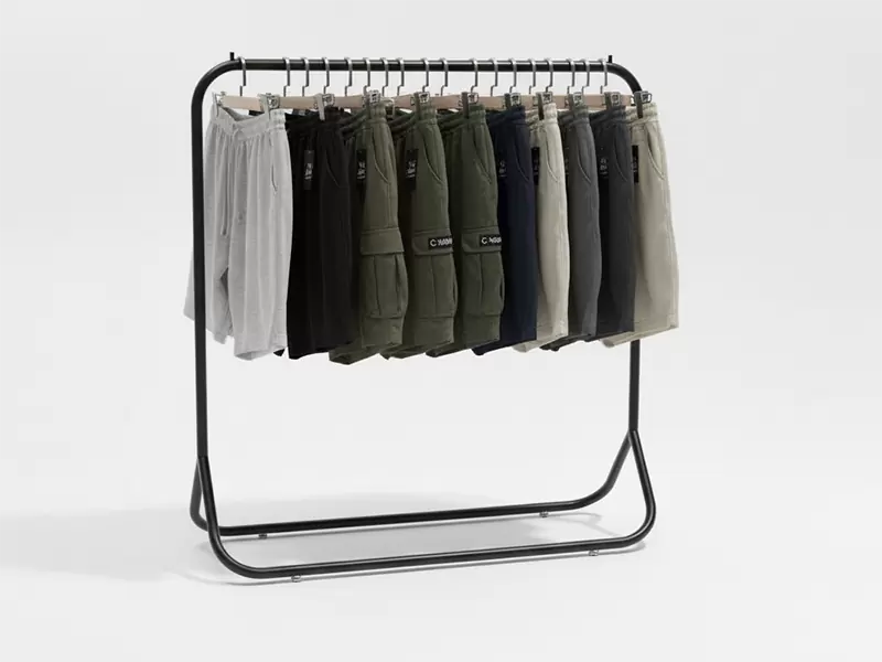 單桿鐵藝落地吊衣架-極簡設計，百搭風格
