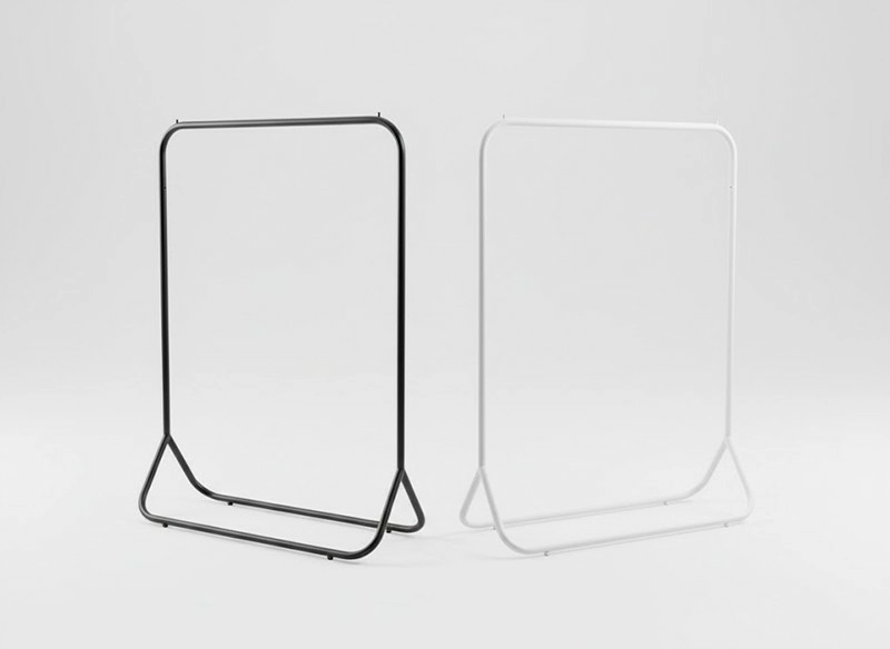 單桿鐵藝落地吊衣架-極簡設計，百搭風格