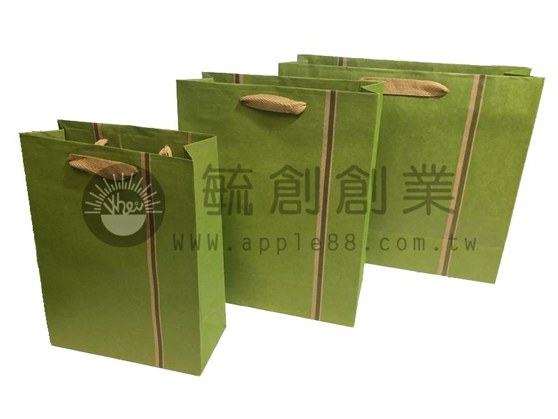 手提紙袋 綠色條紋