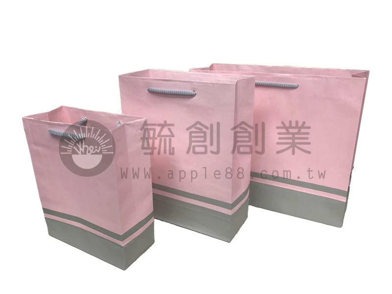 手提紙袋 粉色灰底